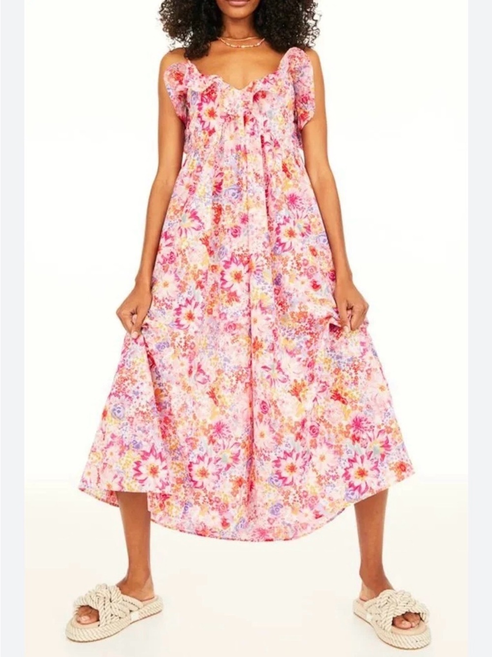 H&M pink multi floral dress